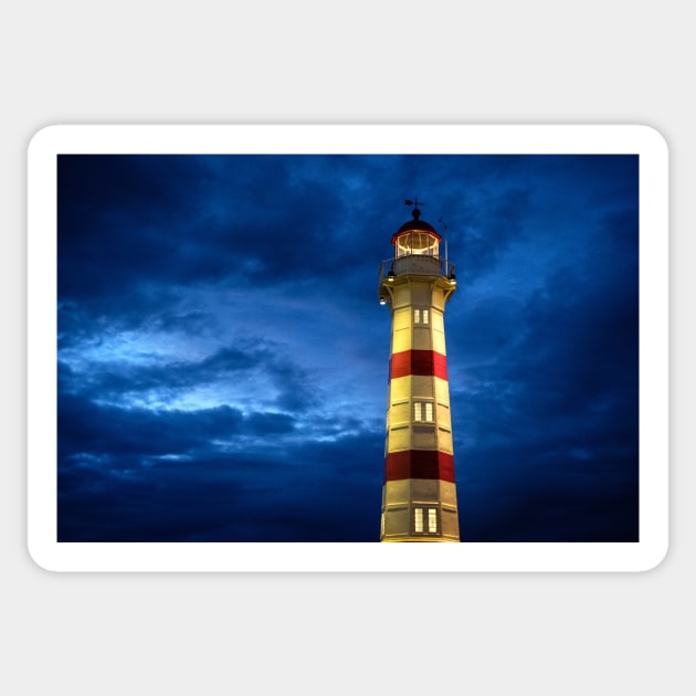 Colorfull lighthouse at night in Malmö Sweden Sticker by connyM-Sweden